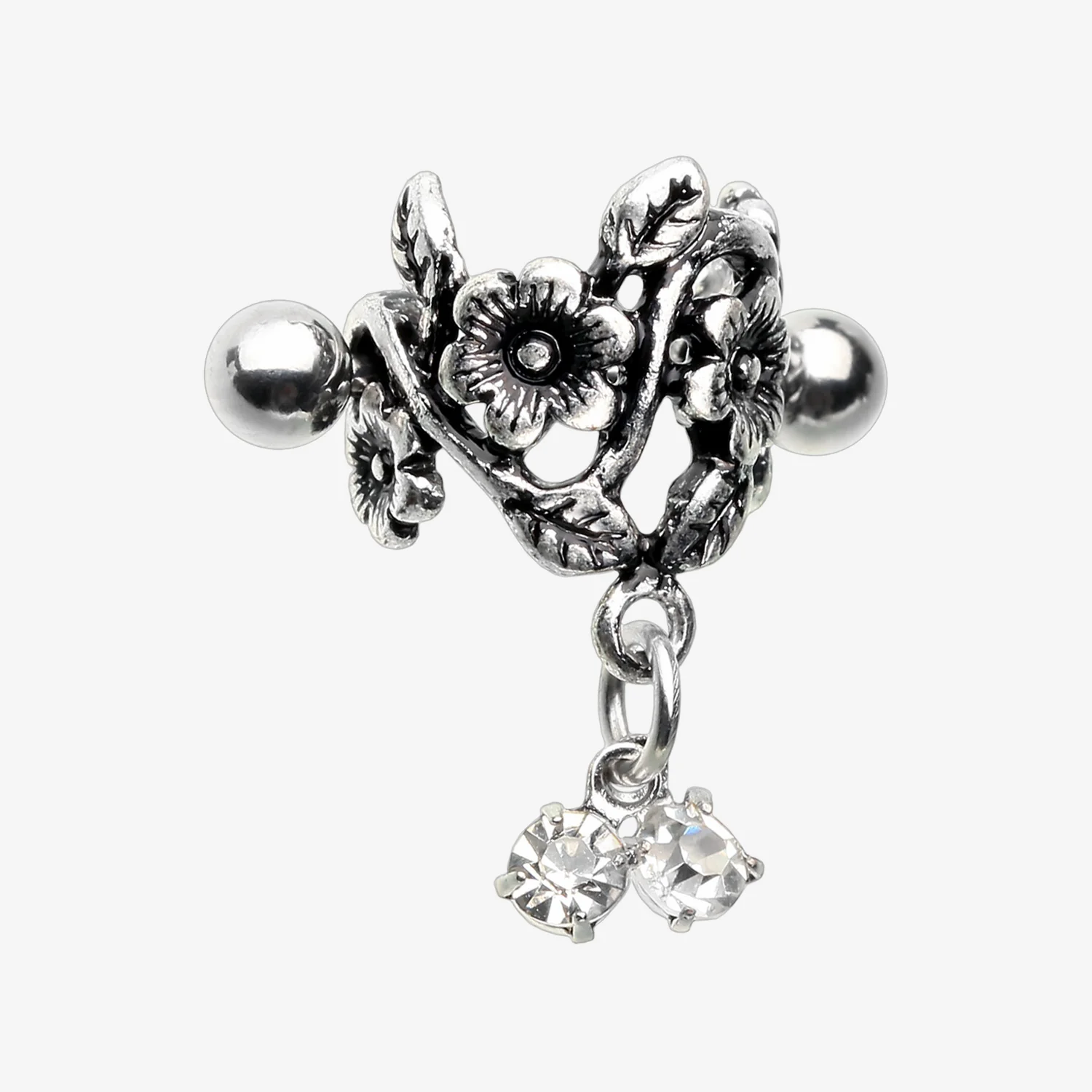Vintage Flower Garden Sparkle Cartilage Cuff Earring - Image 2