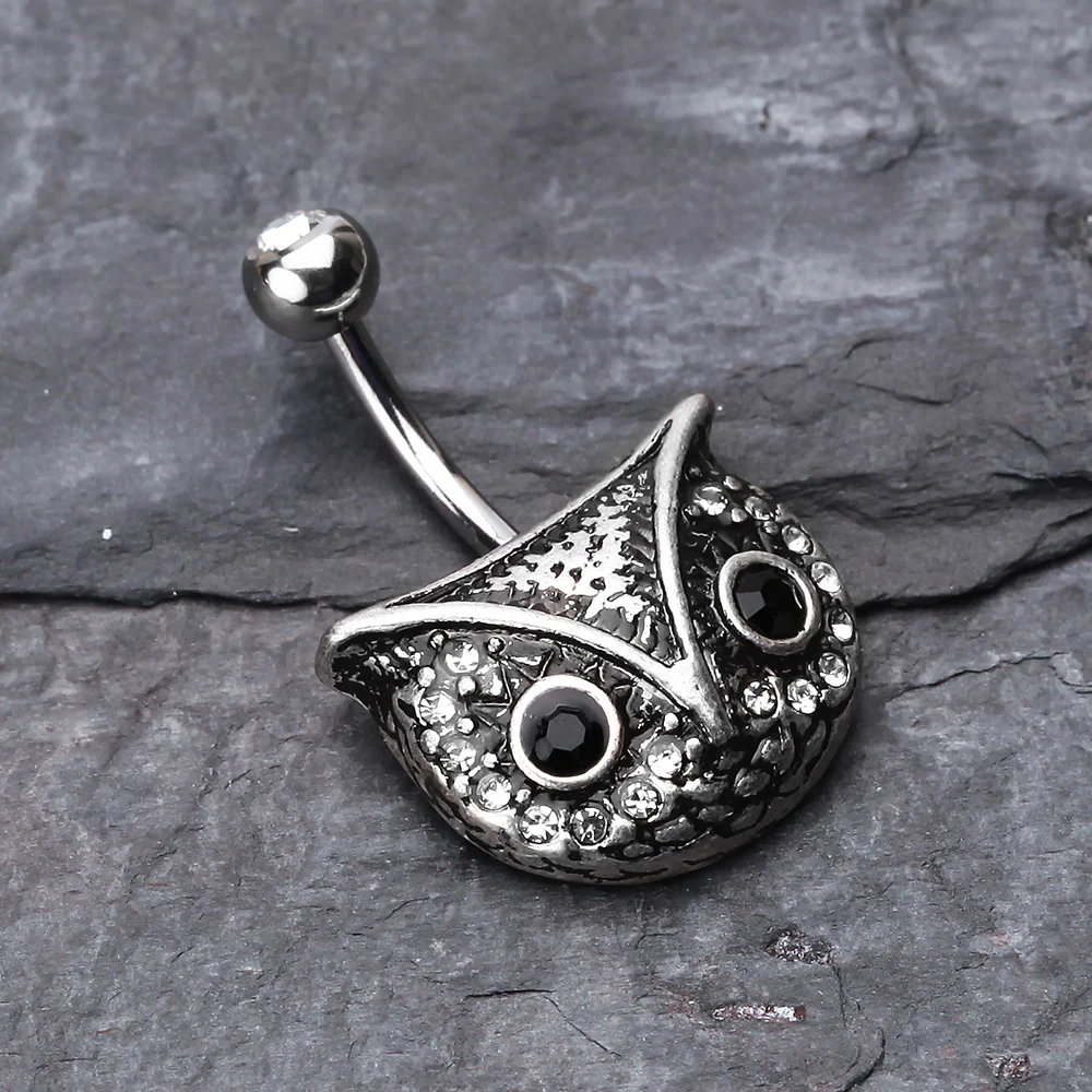 Vintage Owl Belly Button Ring - Image 3