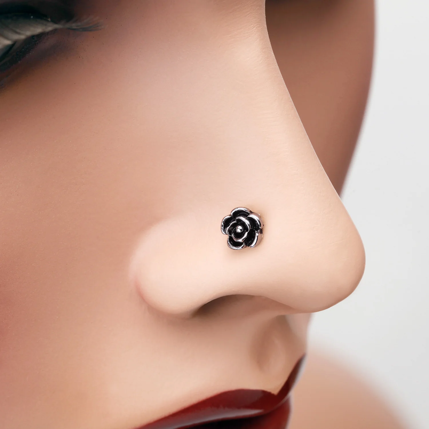 Vintage Rose Icon L-Shaped Nose Ring - Image 2