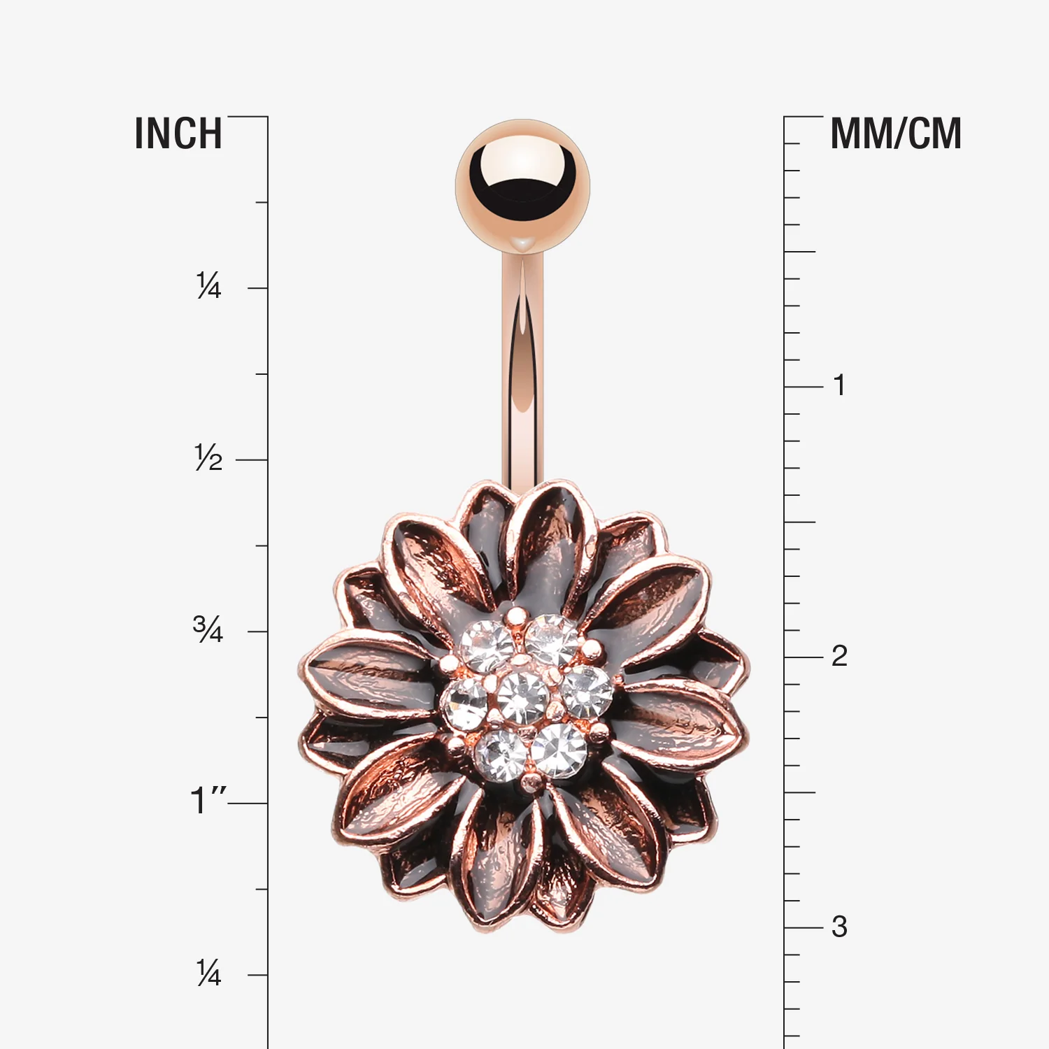 Vintage Rustica Sunflower Sparkle Belly Button Ring - Image 2