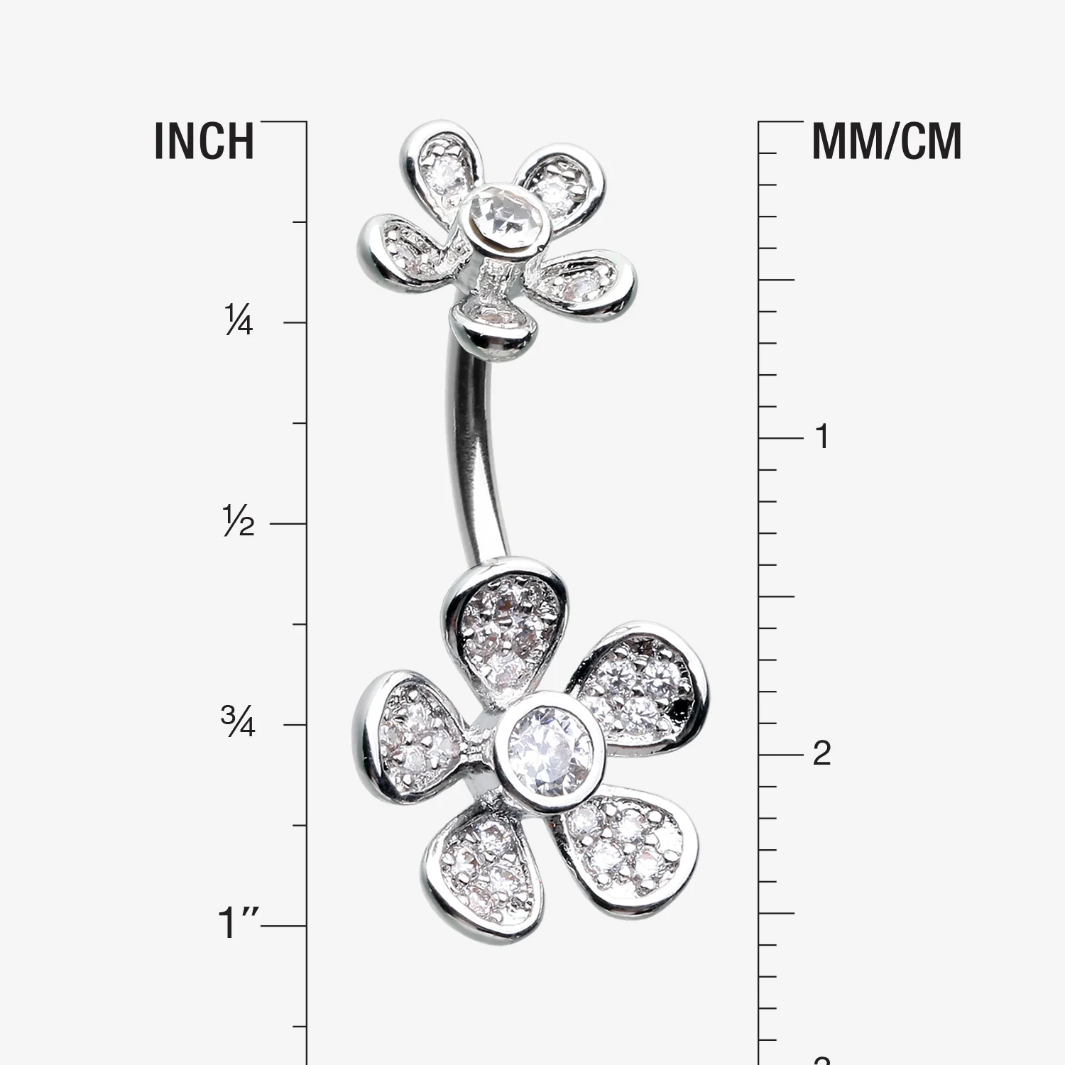 Wild Flower Sparkle Internally Threaded Belly Button Ring - Image 2