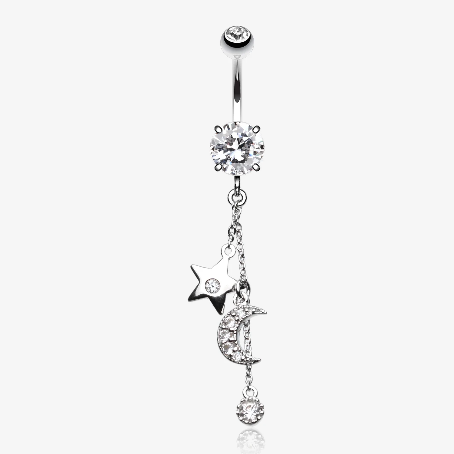 Wishing Star with Moon Belly Button Ring