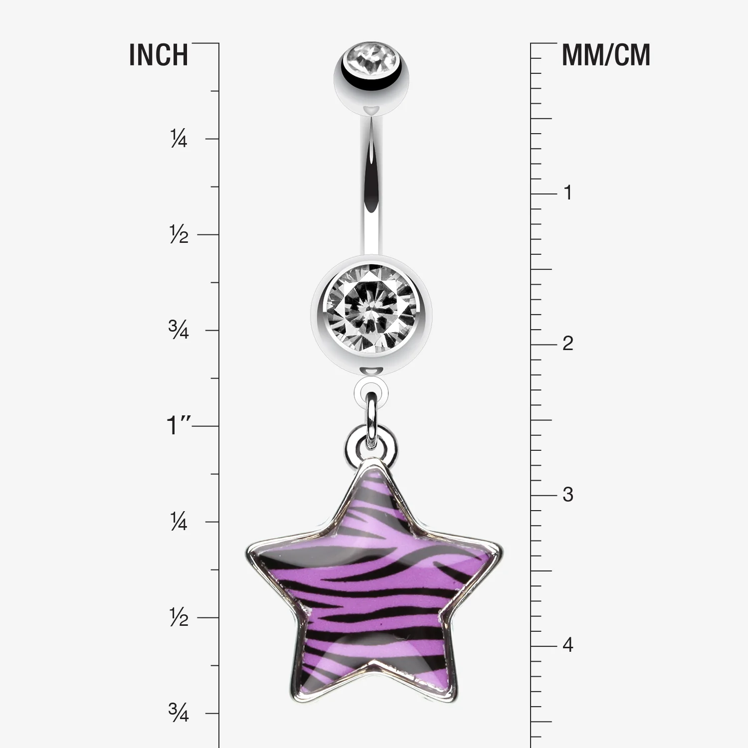 Zebra Star Dangle Belly Ring - Image 2
